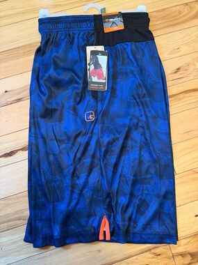 And1 Blue and Black Athletic Basketball Shorts with Orange Accent
